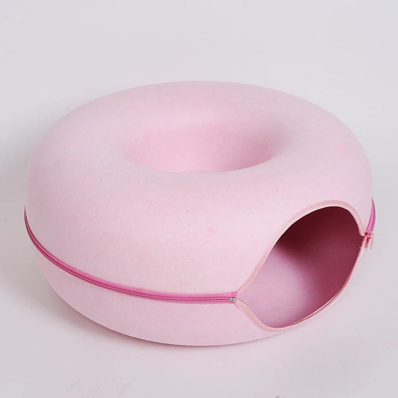 Donut Cat Bed Pet Cat Tunnel Interactive Game Toy Cat Bed Dual-Use Spliceable Double-Layer Composite Structure Universal