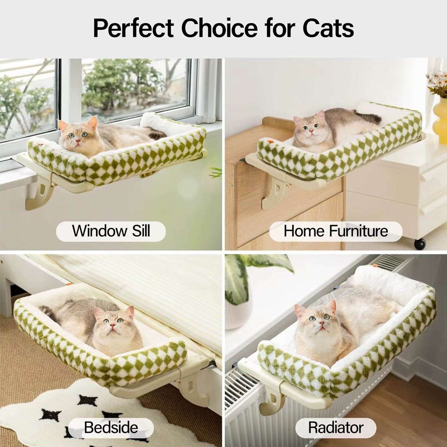 Cat Hammock One-Step Sliding Clamping Slot Adjustment Cat Window Hammock with Removable Covers 30Kg Pet Accessories