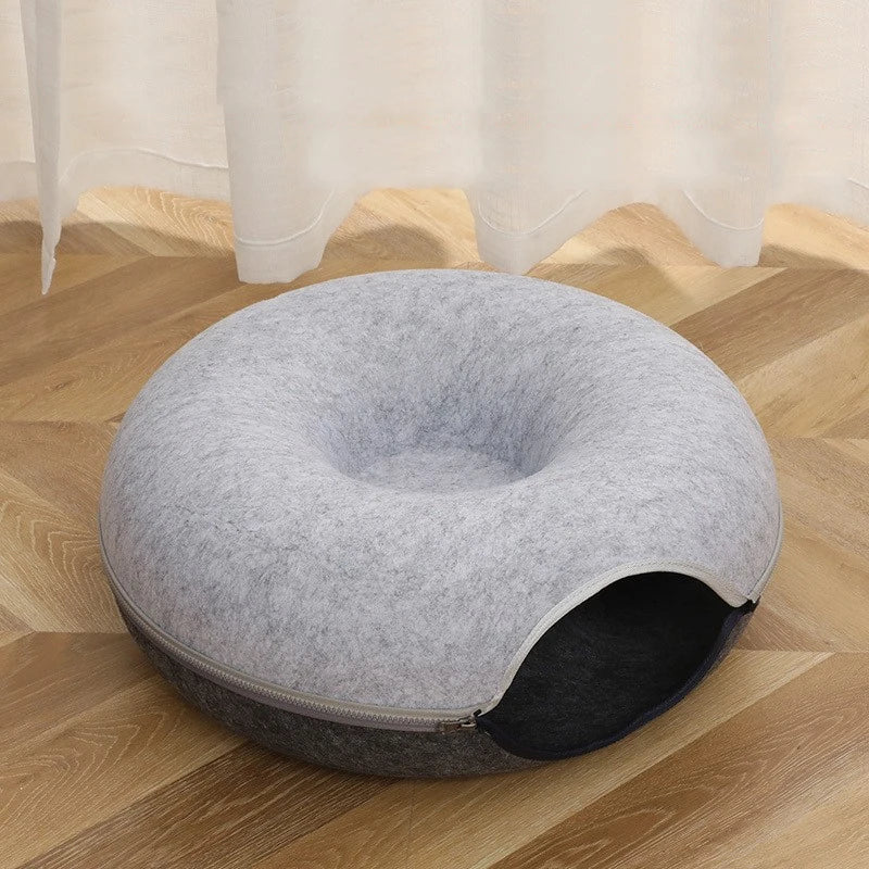 Donut Cat Bed Pet Cat Tunnel Interactive Game Toy Cat Bed Dual-Use Spliceable Double-Layer Composite Structure Universal