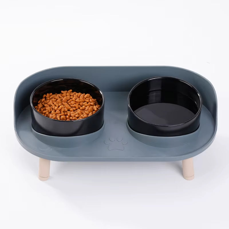 Cat Food Bowls Dog Dual Bowls Stand with No-Spill Design 3 Adjustable Heights anti Vomiting Cat Water Bowl for Dog Cats