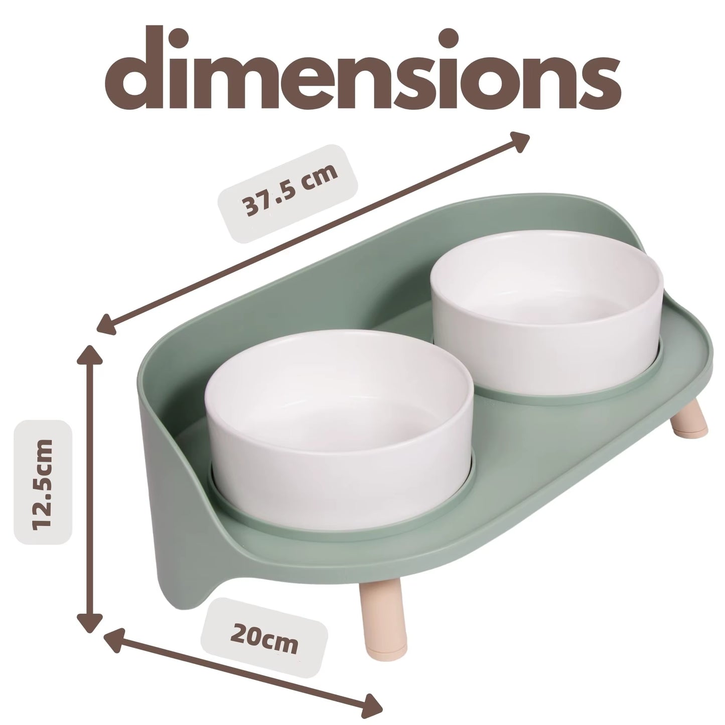 Cat Food Bowls Dog Dual Bowls Stand with No-Spill Design 3 Adjustable Heights anti Vomiting Cat Water Bowl for Dog Cats