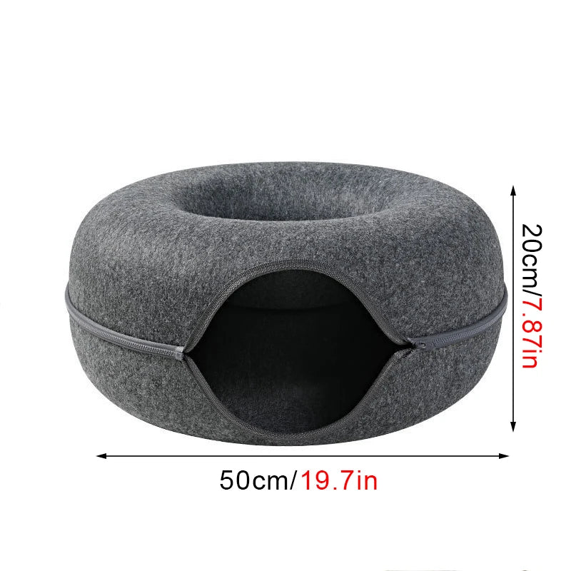 Donut Cat Bed Pet Cat Tunnel Interactive Game Toy Cat Bed Dual-Use Spliceable Double-Layer Composite Structure Universal