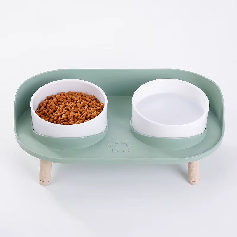Cat Food Bowls Dog Dual Bowls Stand with No-Spill Design 3 Adjustable Heights anti Vomiting Cat Water Bowl for Dog Cats