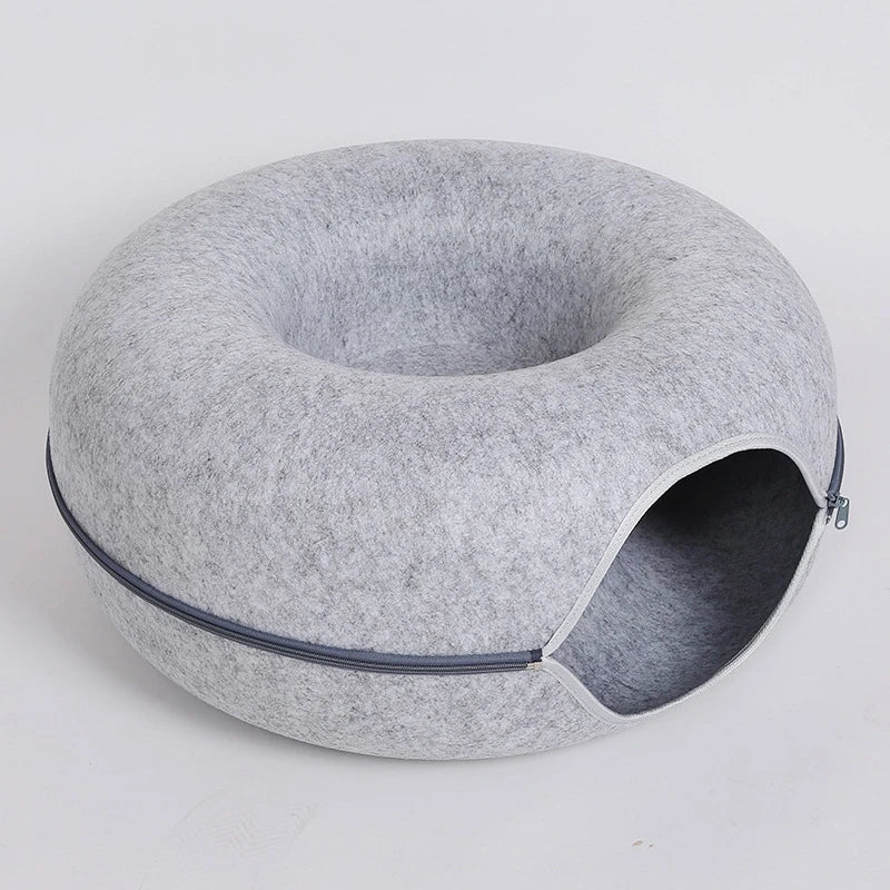 Donut Cat Bed Pet Cat Tunnel Interactive Game Toy Cat Bed Dual-Use Spliceable Double-Layer Composite Structure Universal