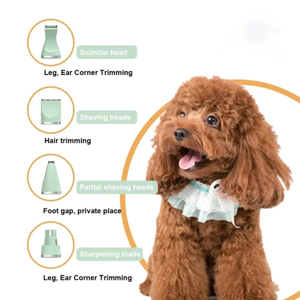 4 in 1 Pet Grooming Set Electric Push Shears Scissor Shaver Dog Hair Clipper Rechargeable Animal Hair Trimmer Tool Pet Supplies