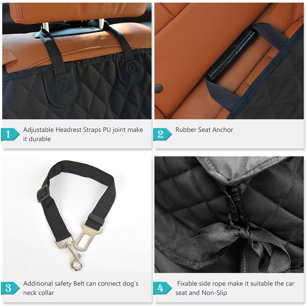 Dog Car Seat Cover Pet Travel Carrier Mattress Waterproof Dog Car Seat Protector Mat with Middle Seat Armrest for Dogs