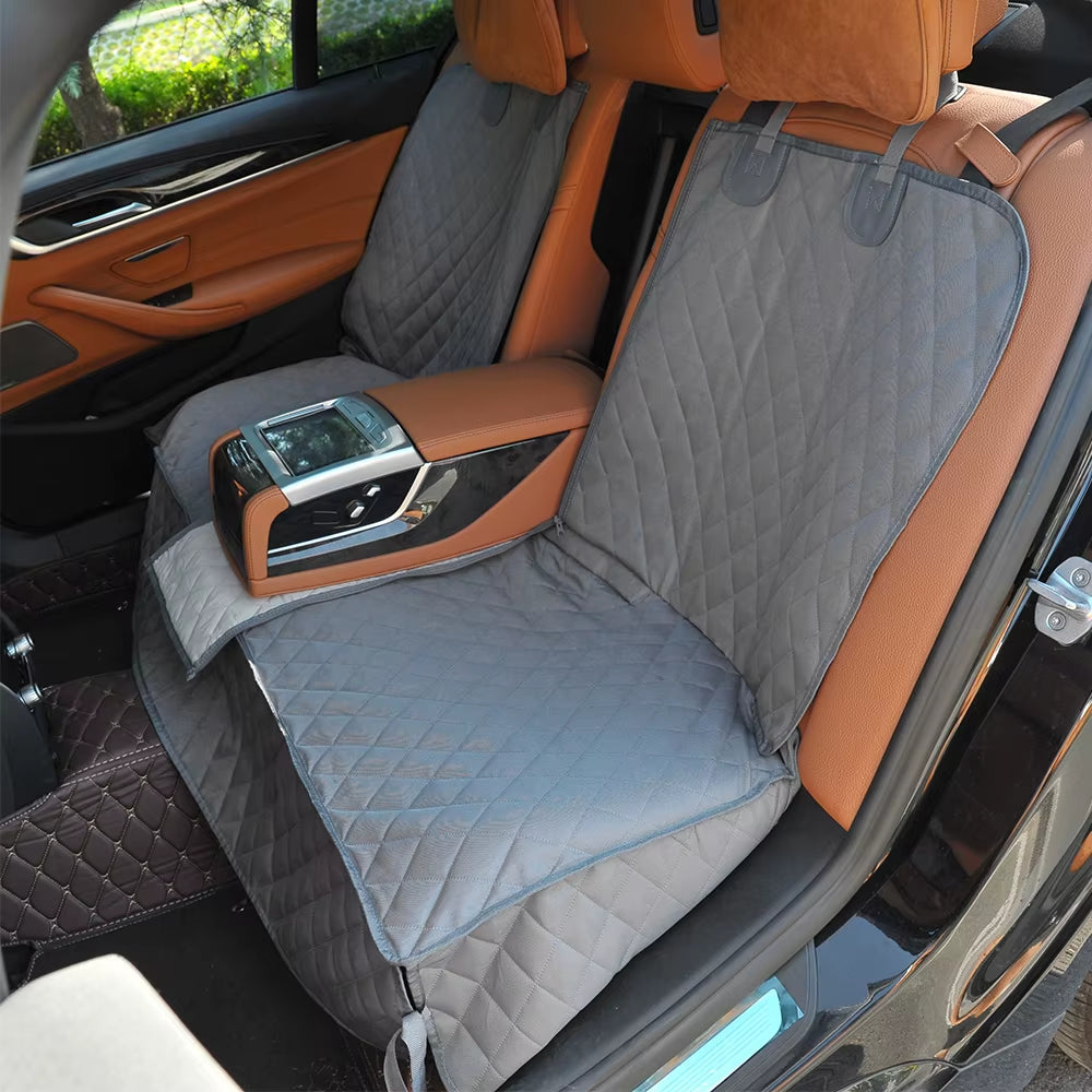 Dog Car Seat Cover Pet Travel Carrier Mattress Waterproof Dog Car Seat Protector Mat with Middle Seat Armrest for Dogs