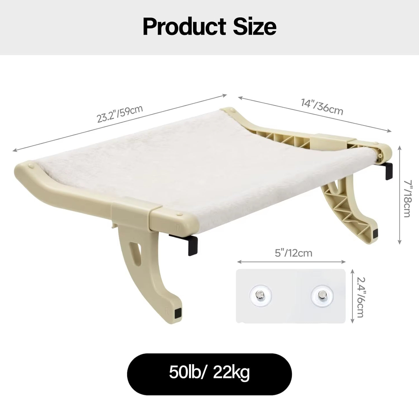 Cat Hammock One-Step Sliding Clamping Slot Adjustment Cat Window Hammock with Removable Covers 30Kg Pet Accessories