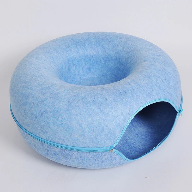 Donut Cat Bed Pet Cat Tunnel Interactive Game Toy Cat Bed Dual-Use Spliceable Double-Layer Composite Structure Universal