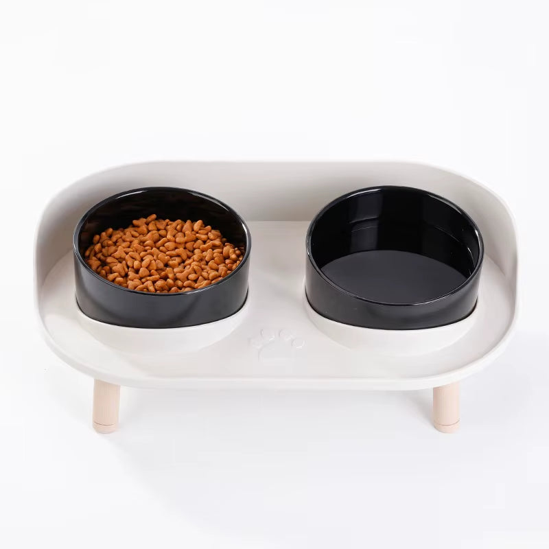 Cat Food Bowls Dog Dual Bowls Stand with No-Spill Design 3 Adjustable Heights anti Vomiting Cat Water Bowl for Dog Cats