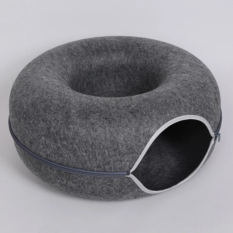Donut Cat Bed Pet Cat Tunnel Interactive Game Toy Cat Bed Dual-Use Spliceable Double-Layer Composite Structure Universal