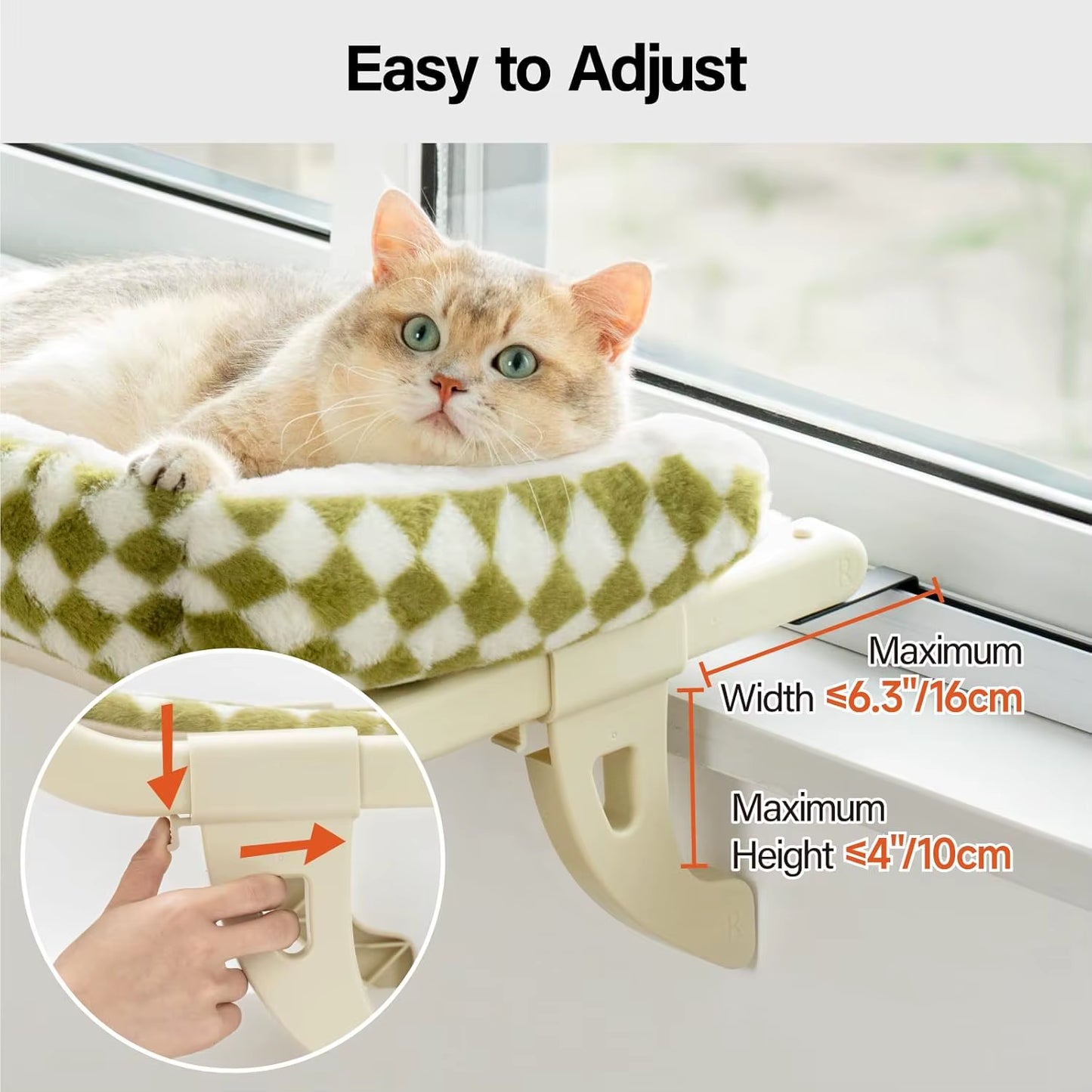 Cat Hammock One-Step Sliding Clamping Slot Adjustment Cat Window Hammock with Removable Covers 30Kg Pet Accessories