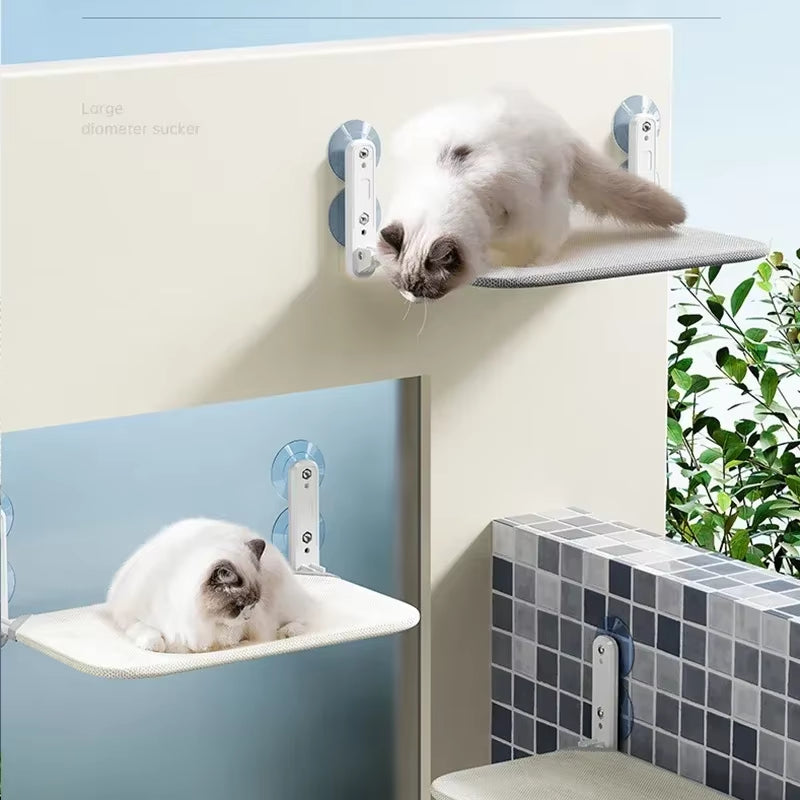 Foldable Cat Window Perch Cordless Cat Window Hammock with 4 Strong Suction Cups Windowsill Cat Beds Seat for Indoor Cats Inside