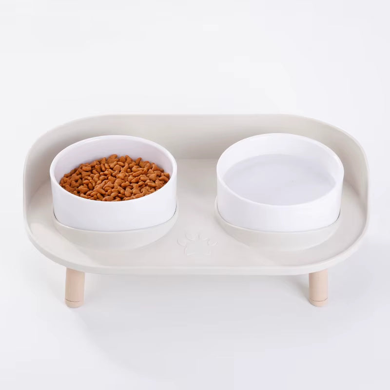 Cat Food Bowls Dog Dual Bowls Stand with No-Spill Design 3 Adjustable Heights anti Vomiting Cat Water Bowl for Dog Cats