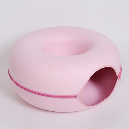 Donut Cat Bed Pet Cat Tunnel Interactive Game Toy Cat Bed Dual-Use Spliceable Double-Layer Composite Structure Universal
