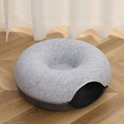 Donut Cat Bed Pet Cat Tunnel Interactive Game Toy Cat Bed Dual-Use Spliceable Double-Layer Composite Structure Universal