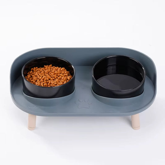 Cat Food Bowls Dog Dual Bowls Stand with No-Spill Design 3 Adjustable Heights anti Vomiting Cat Water Bowl for Dog Cats