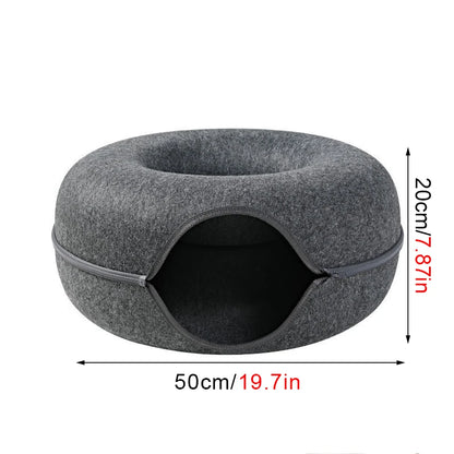 Donut Cat Bed Pet Cat Tunnel Interactive Game Toy Cat Bed Dual-Use Spliceable Double-Layer Composite Structure Universal