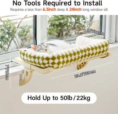 Cat Hammock One-Step Sliding Clamping Slot Adjustment Cat Window Hammock with Removable Covers 30Kg Pet Accessories