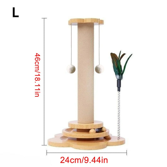 Toy Solid Wood Cat Turntable Funny Cat Stick Balls Durable Sisal Scratching Board Cat Supplies Cat Grab Column
