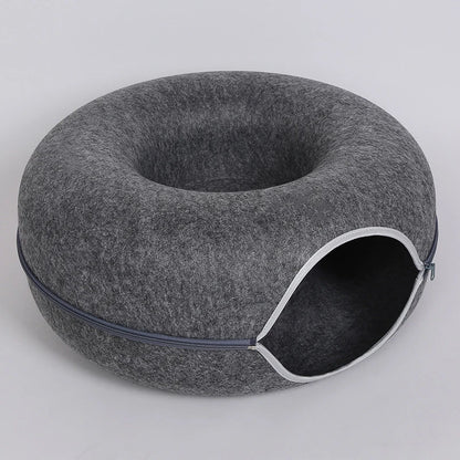 Donut Cat Bed Pet Cat Tunnel Interactive Game Toy Cat Bed Dual-Use Spliceable Double-Layer Composite Structure Universal