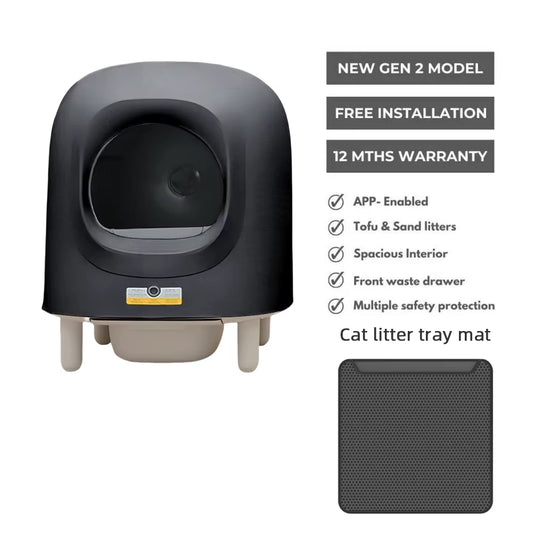 Petree 2.0 Pro 2024 New 56L Automatic Smart Cat Litter Box Self Cleaning Fully Enclosed Cat Litter Box Pet Toilet Litter Tray